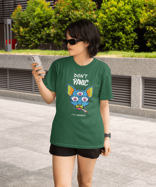 don't panic , its organic half sleeve unisex cotton t shirt