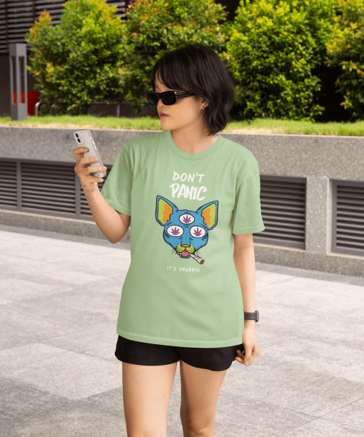 don't panic , its organic half sleeve unisex cotton t shirt