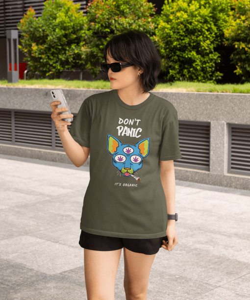 don't panic , its organic half sleeve unisex cotton t shirt