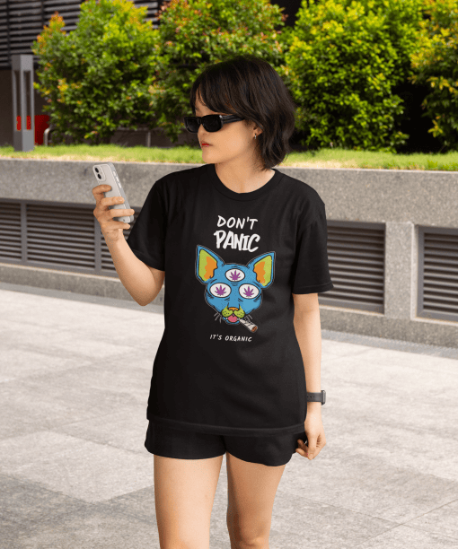 don't panic , its organic half sleeve unisex cotton t shirt
