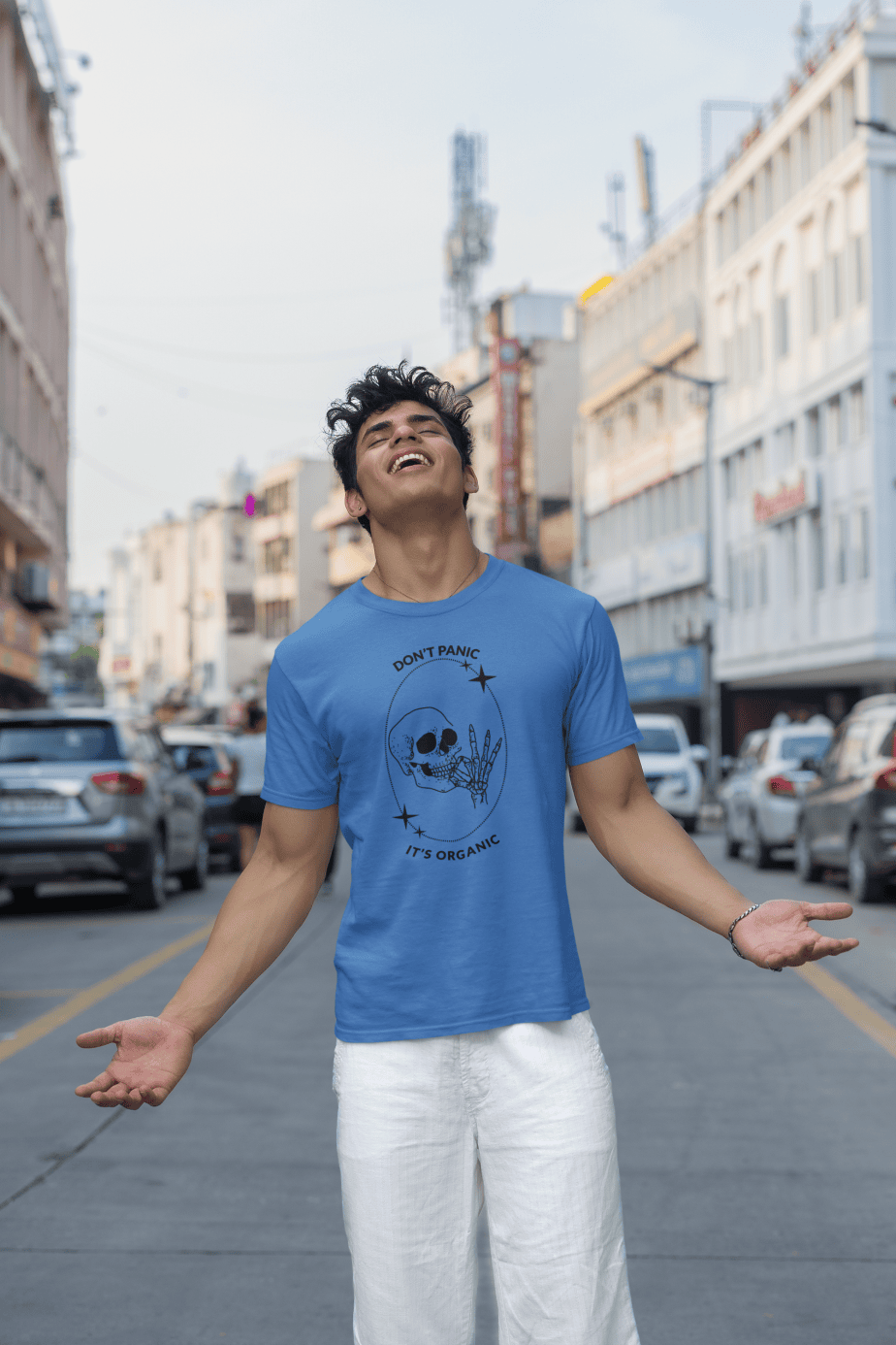 don't panic , it's organic half sleeve unisex cotton t shirt no fancy
