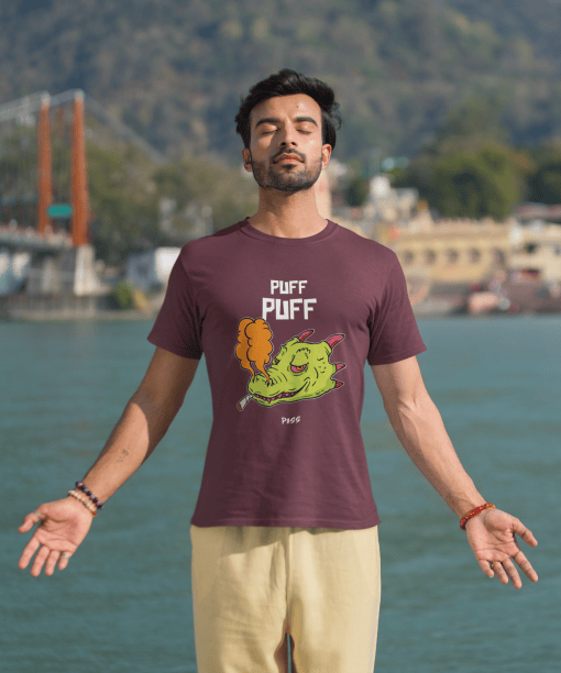 puff puff pass half sleeve unisex cotton t shirt
