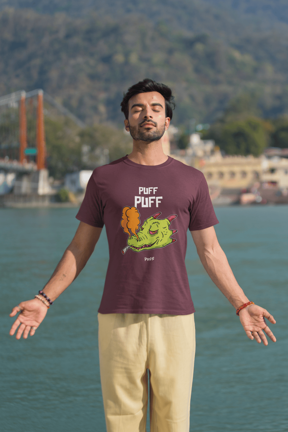 puff puff pass half sleeve unisex cotton t shirt