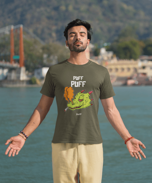 puff puff pass half sleeve unisex cotton t shirt