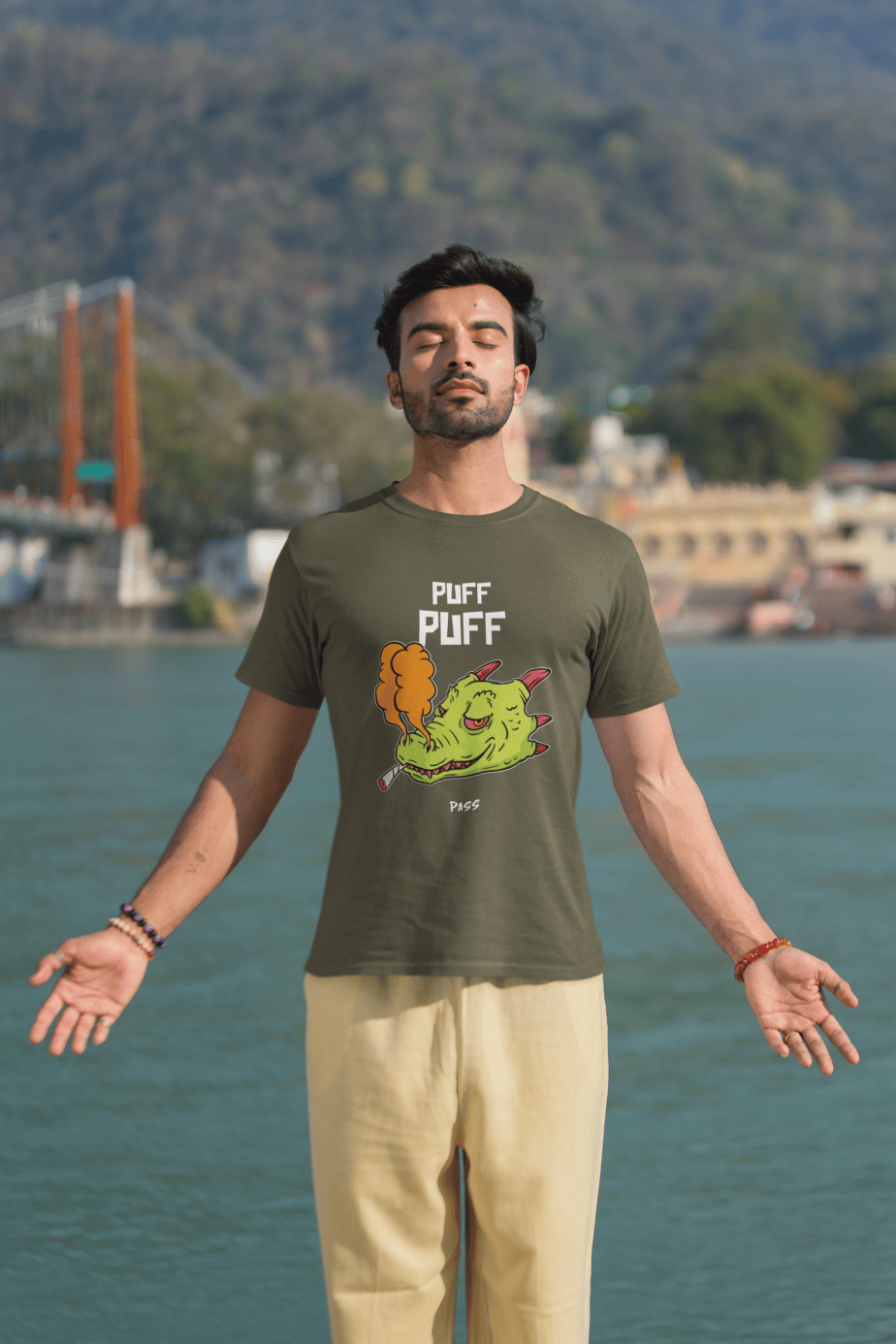 puff puff pass half sleeve unisex cotton t shirt