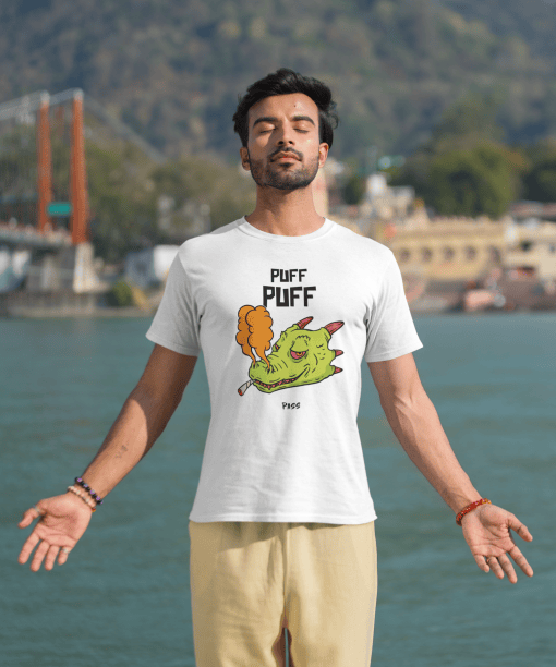 puff puff pass half sleeve unisex cotton t shirt