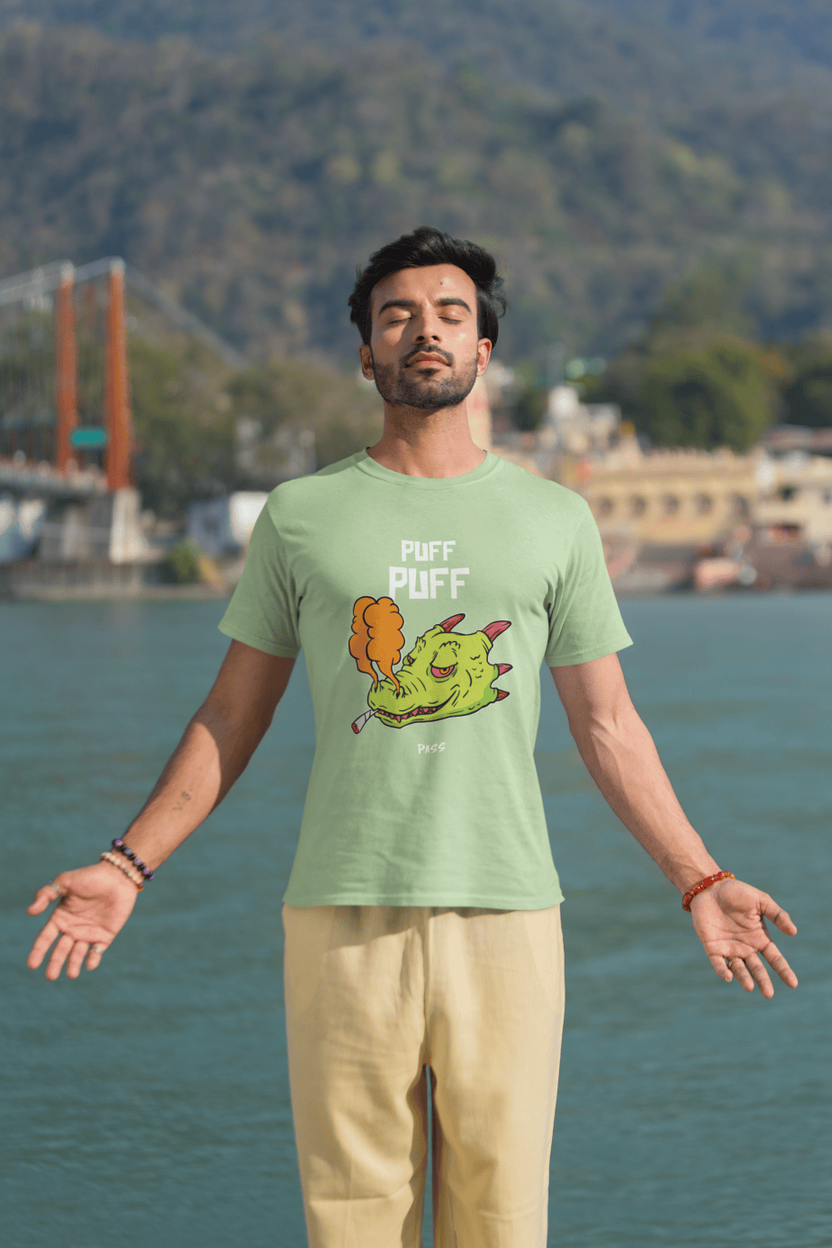 puff puff pass half sleeve unisex cotton t shirt