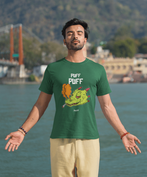 puff puff pass half sleeve unisex cotton t shirt