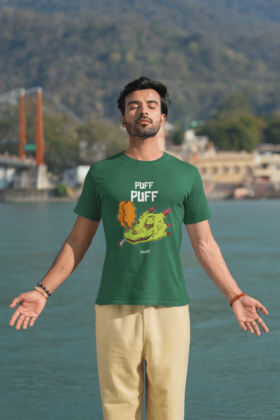 puff puff pass half sleeve unisex cotton t shirt