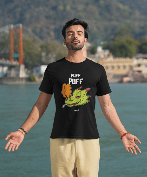 puff puff pass half sleeve unisex cotton t shirt