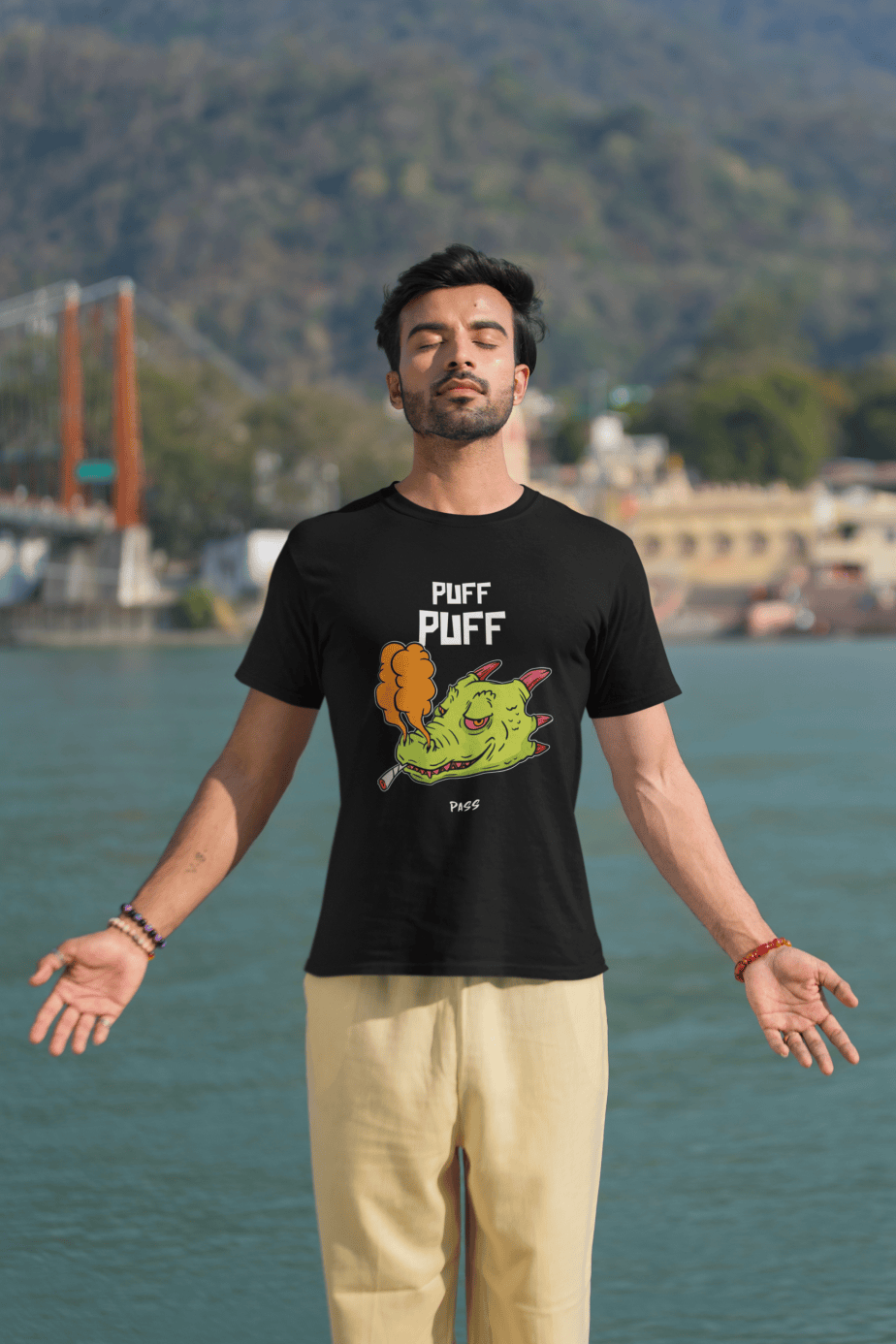 puff puff pass half sleeve unisex cotton t shirt