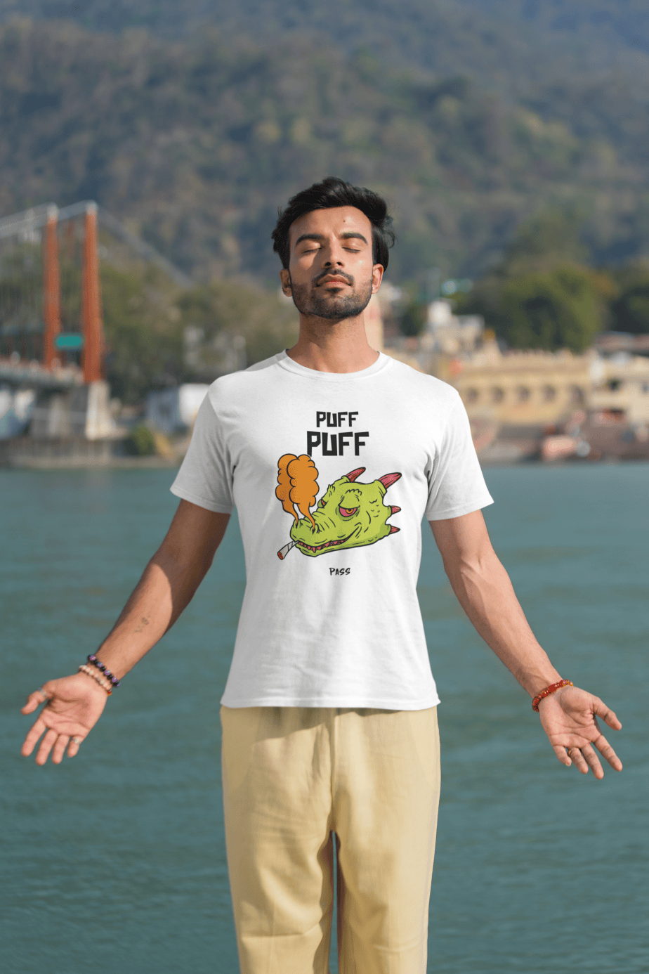 puff puff pass half sleeve unisex cotton t shirt