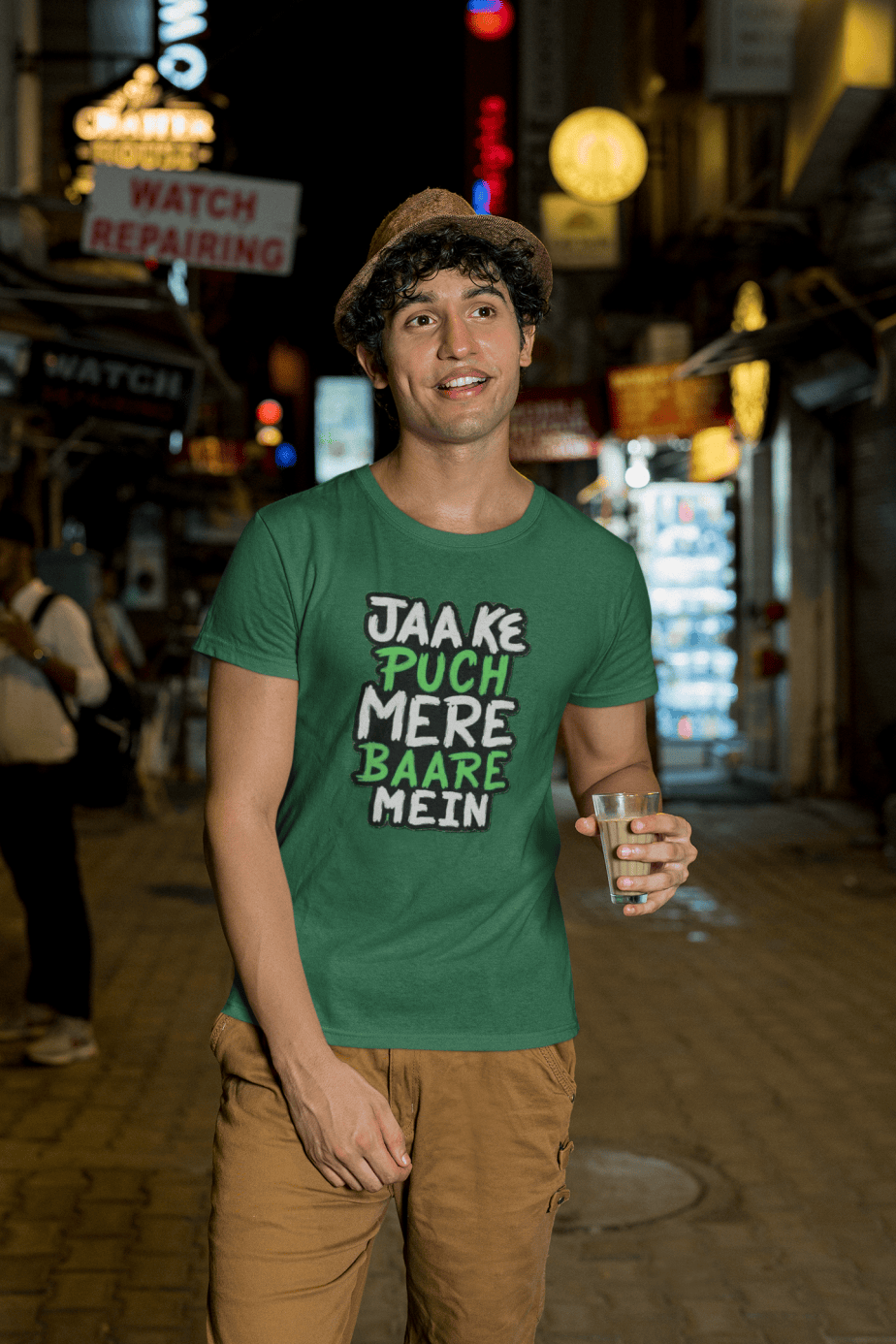 jaa ke puch mere baare mein half sleeve unisex cotton t shirt