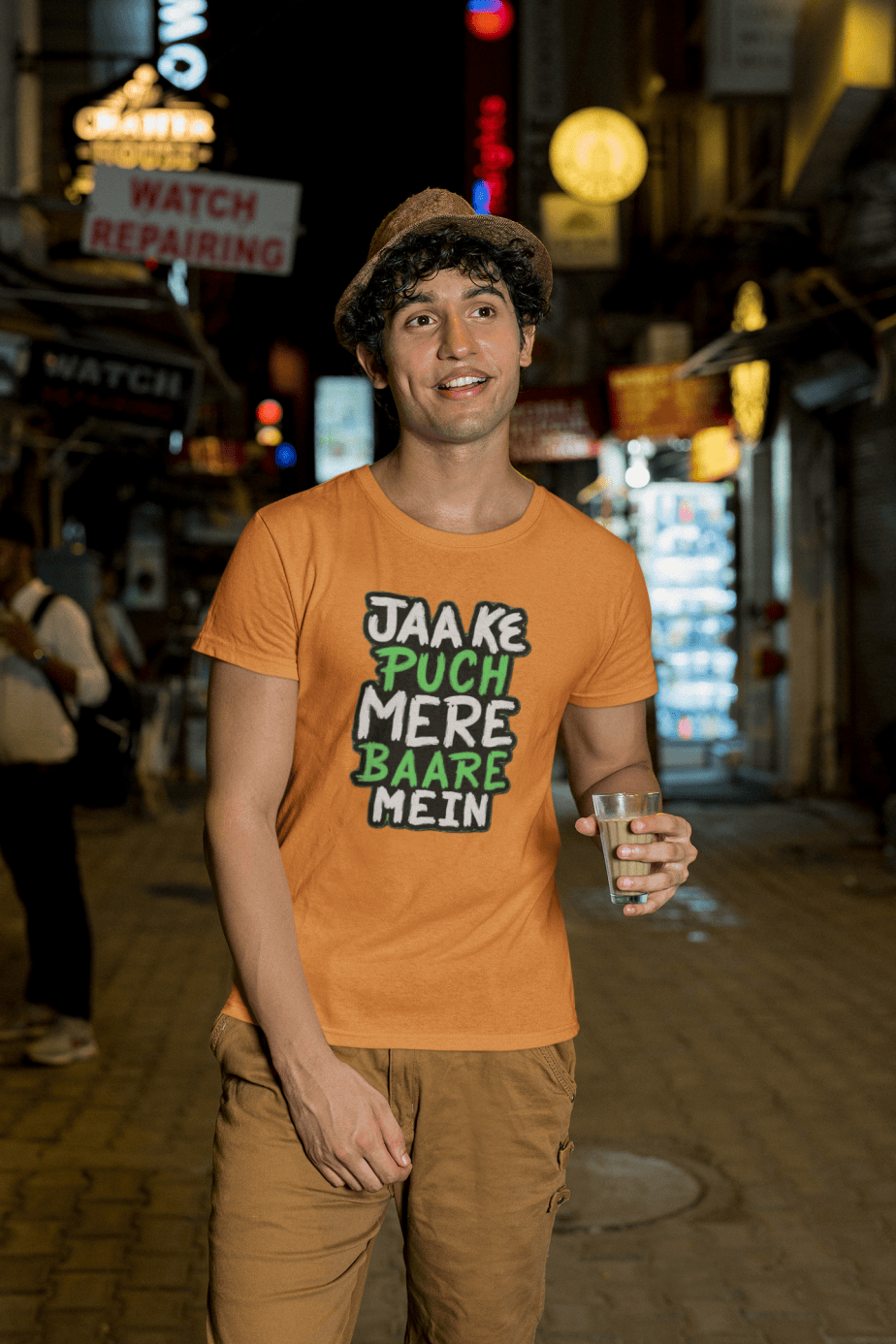 jaa ke puch mere baare mein half sleeve unisex cotton t shirt