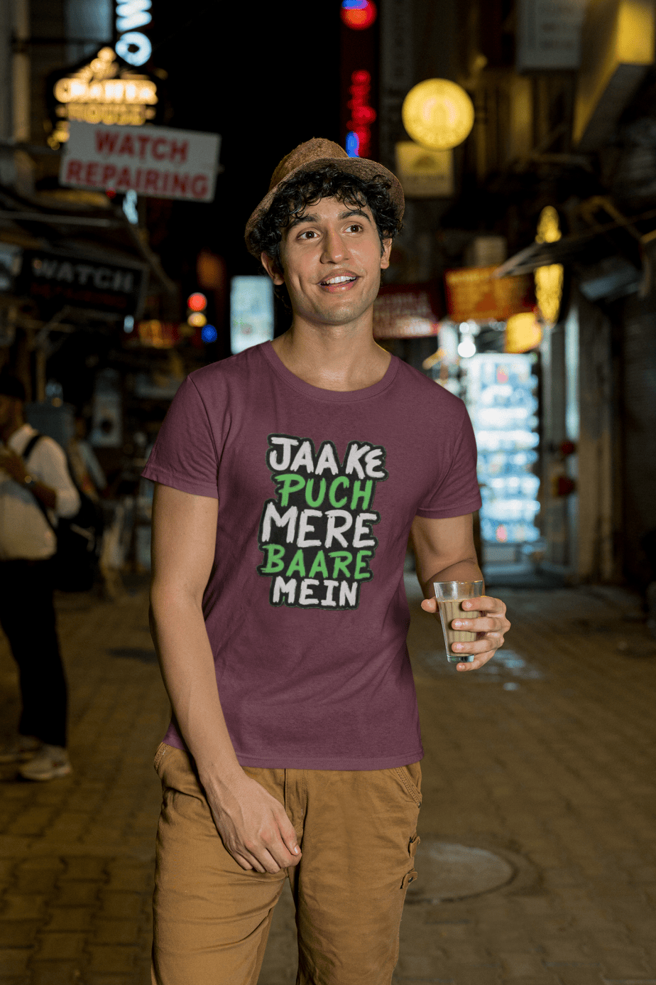 jaa ke puch mere baare mein half sleeve unisex cotton t shirt