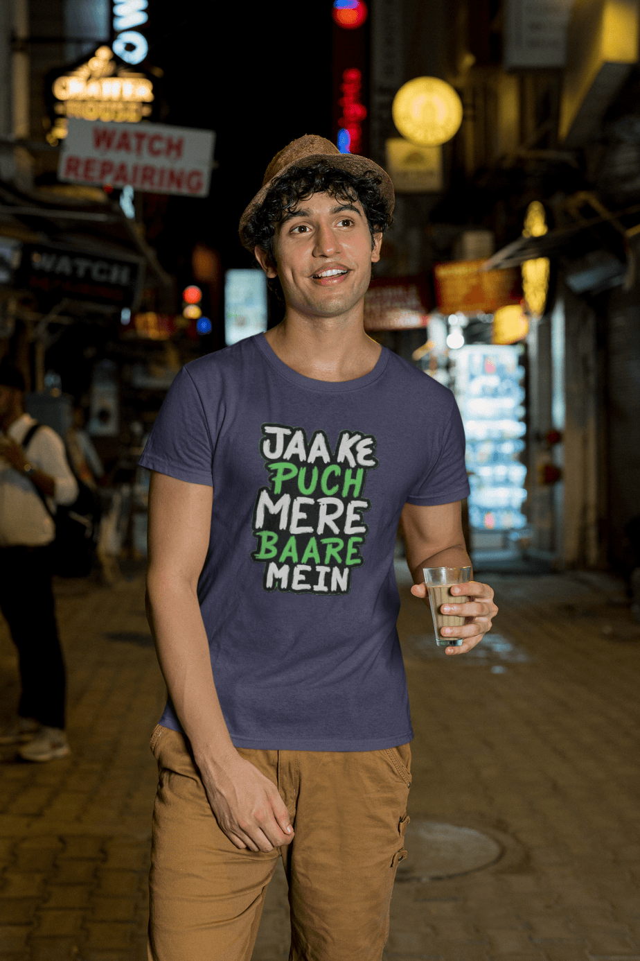 jaa ke puch mere baare mein half sleeve unisex cotton t shirt