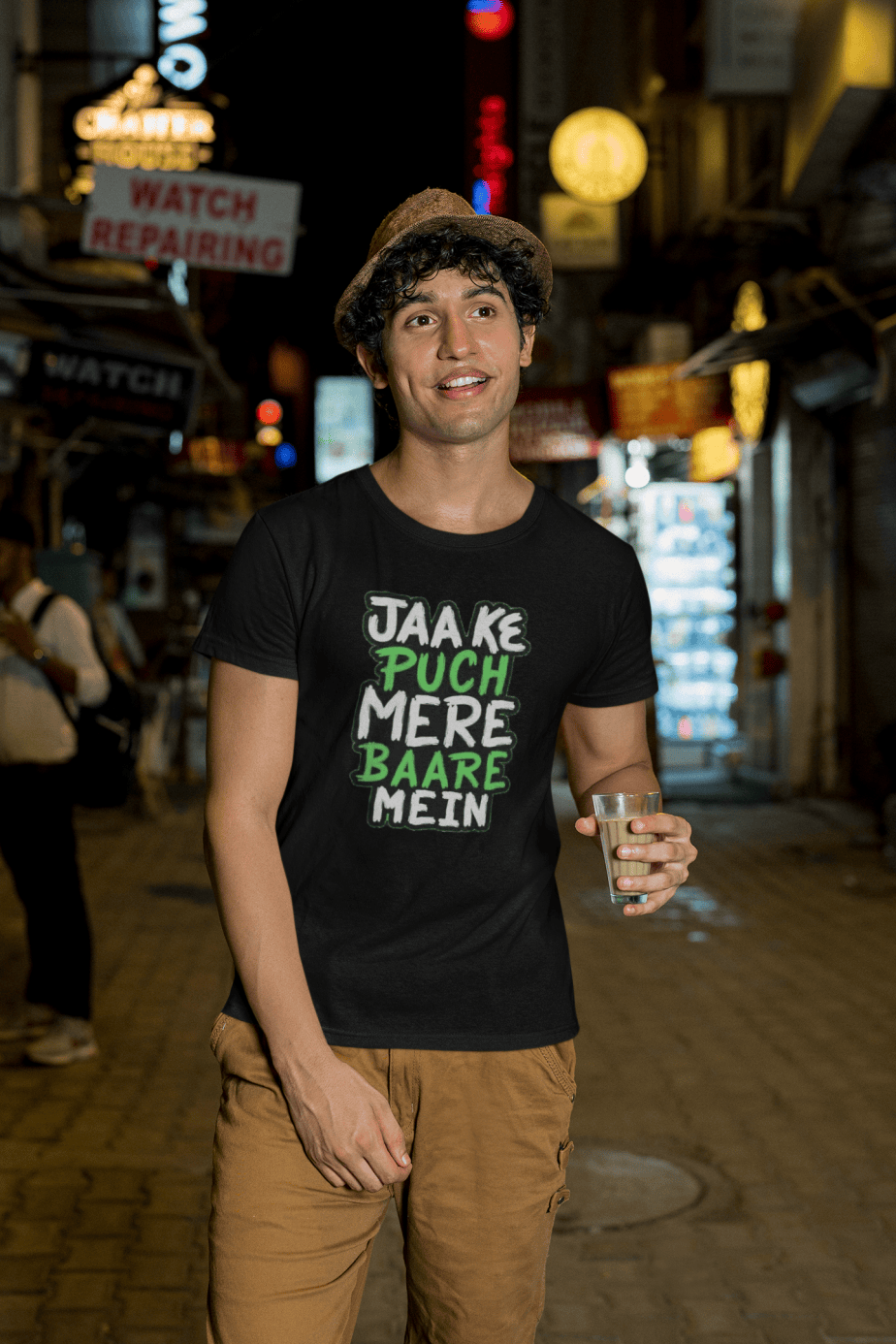jaa ke puch mere baare mein half sleeve unisex cotton t shirt