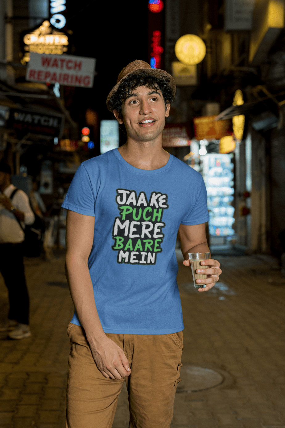 jaa ke puch mere baare mein half sleeve unisex cotton t shirt
