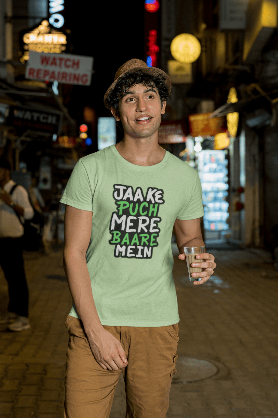 jaa ke puch mere baare mein half sleeve unisex cotton t shirt