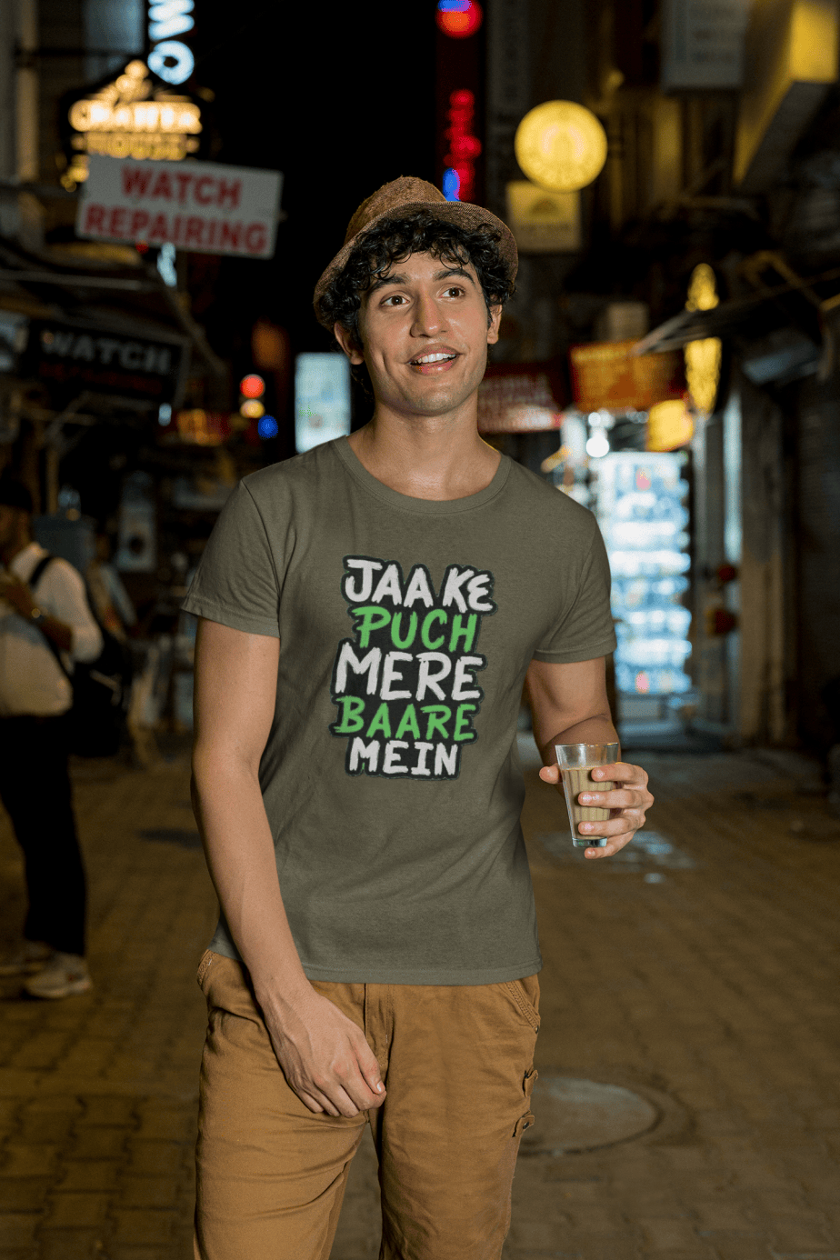 jaa ke puch mere baare mein half sleeve unisex cotton t shirt