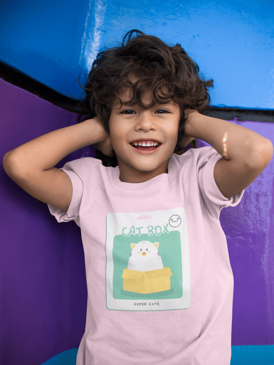 cat box round neck 100% cotton t shirt
