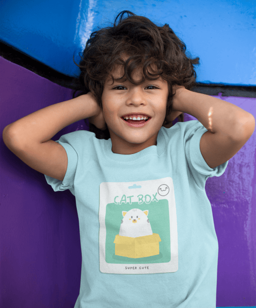 cat box round neck 100% cotton t shirt