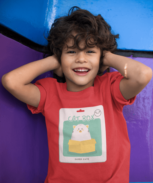 cat box round neck 100% cotton t shirt