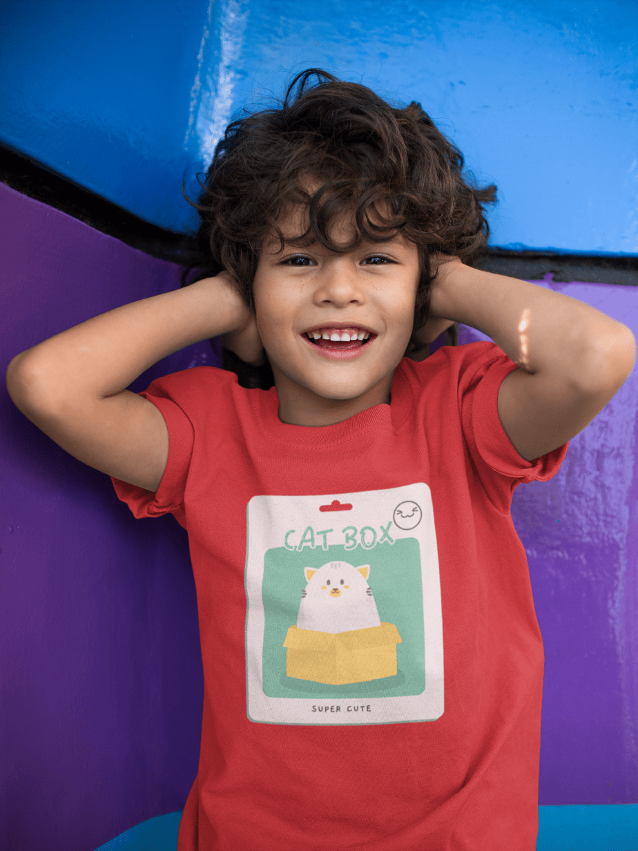cat box round neck 100% cotton t shirt