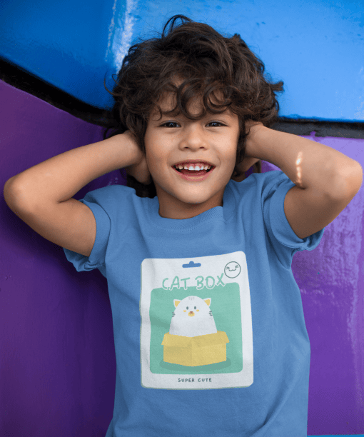 cat box round neck 100% cotton t shirt