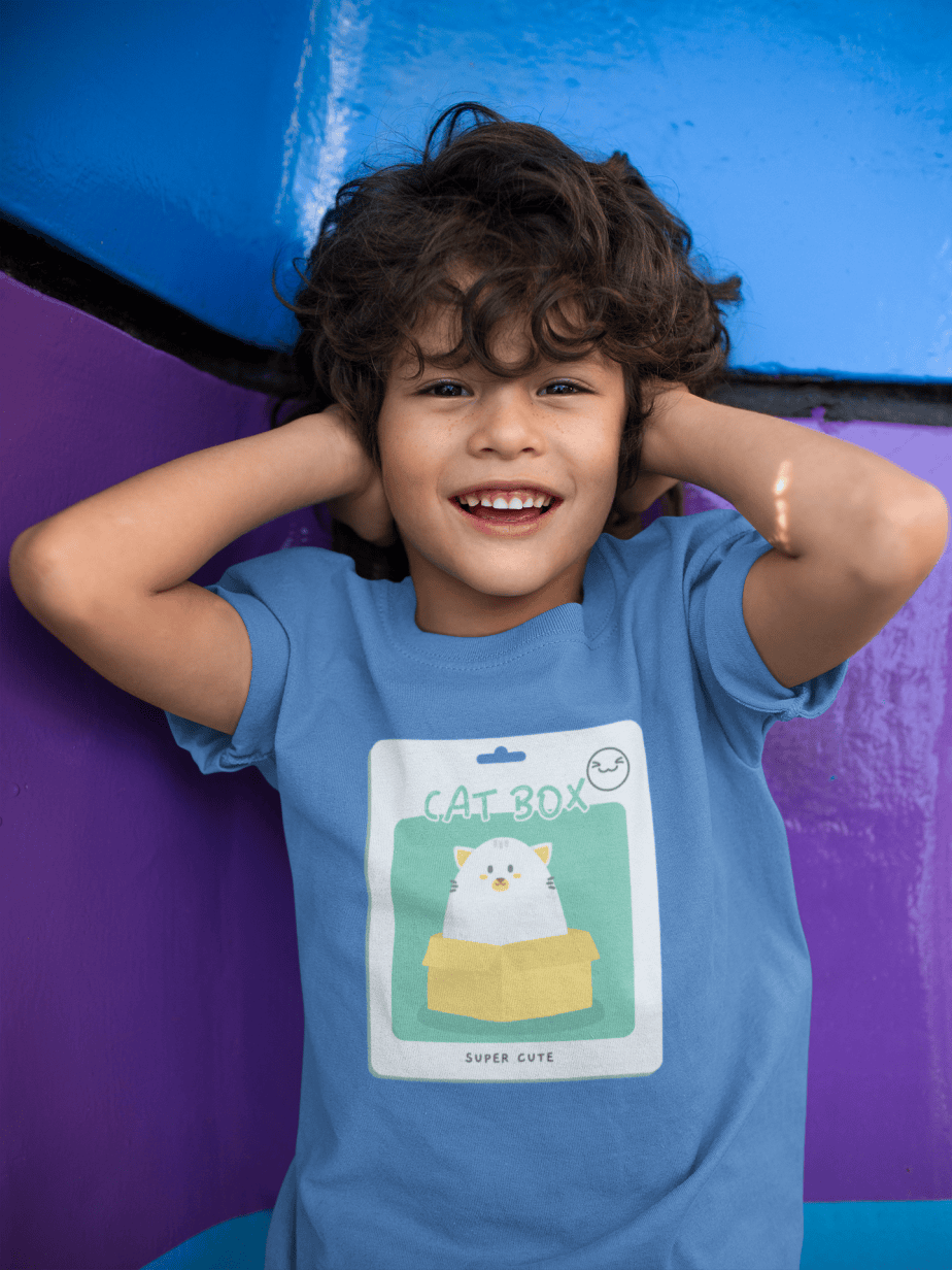 cat box round neck 100% cotton t shirt