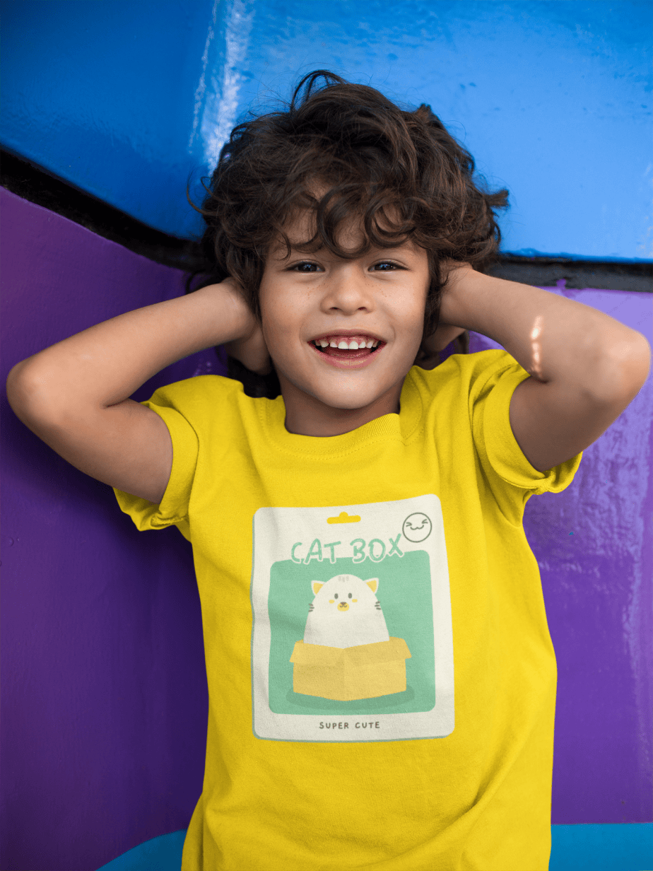 cat box round neck 100% cotton t shirt