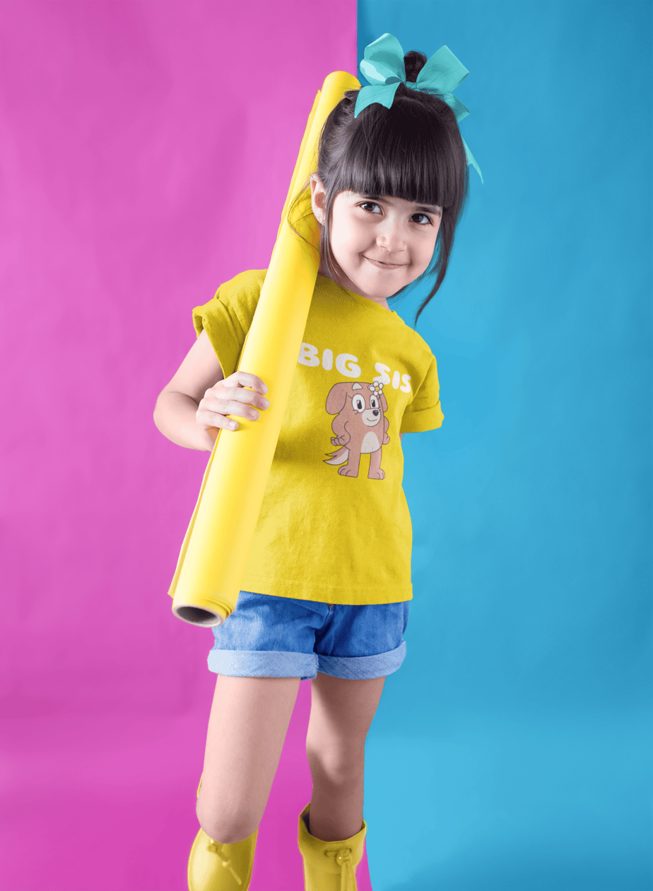 big sis round neck 100% cotton t shirt