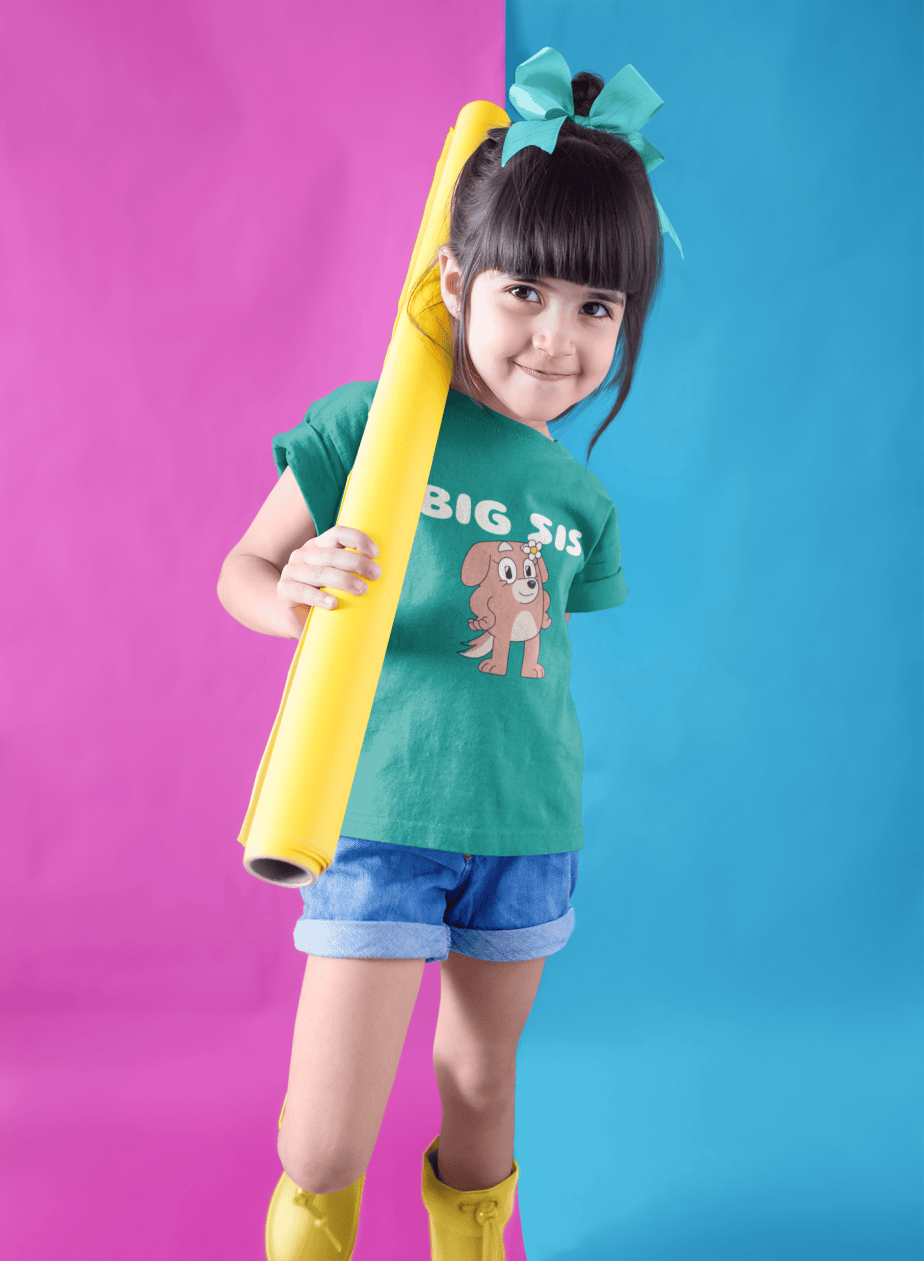 big sis round neck 100% cotton t shirt