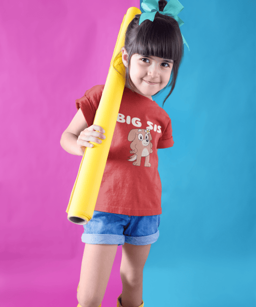 big sis round neck 100% cotton t shirt