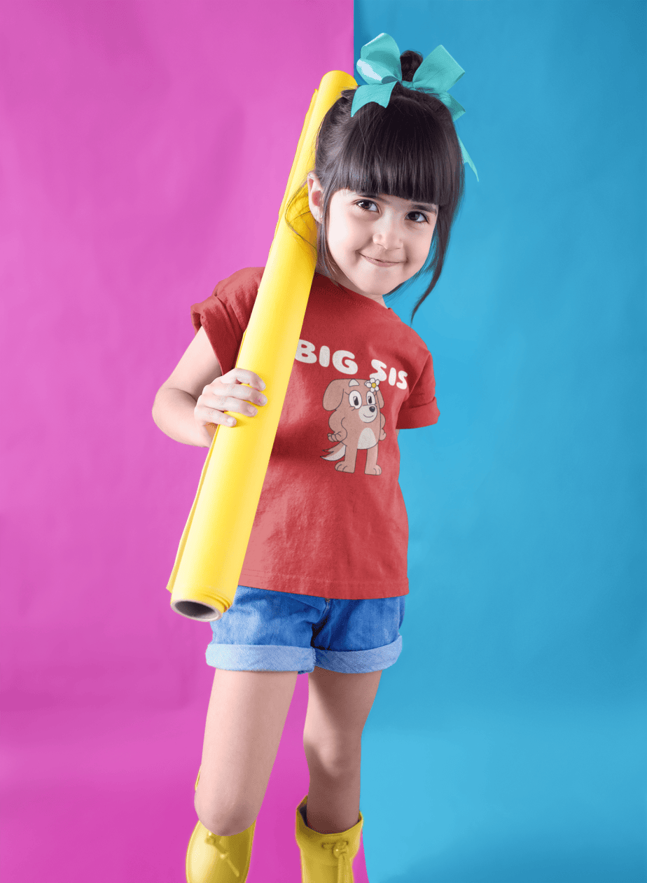big sis round neck 100% cotton t shirt