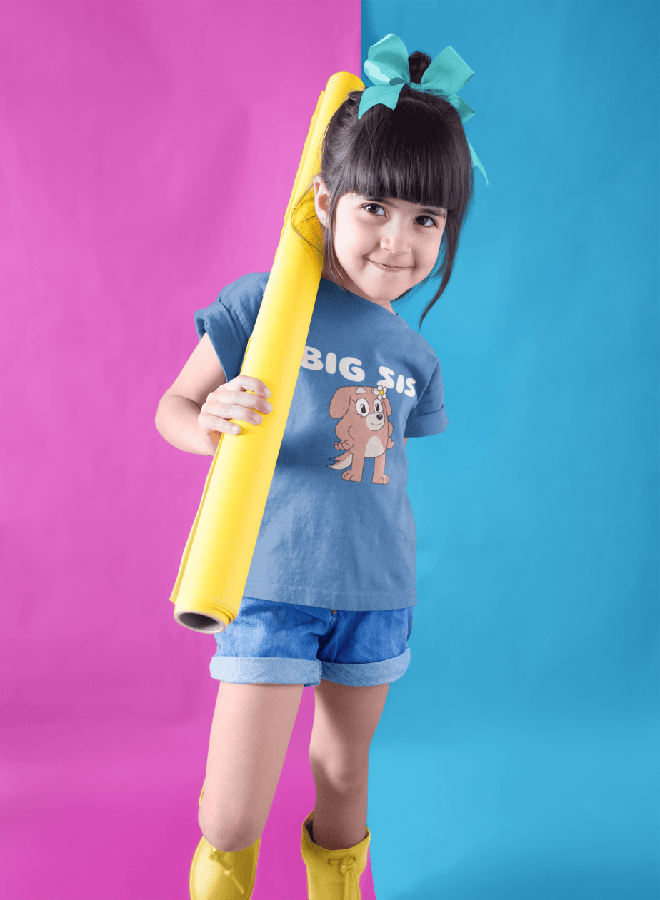 big sis round neck 100% cotton t shirt
