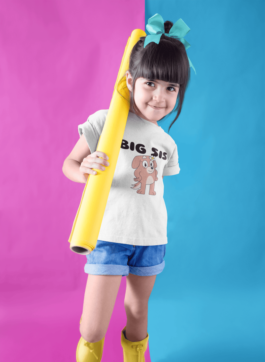 big sis round neck 100% cotton t shirt