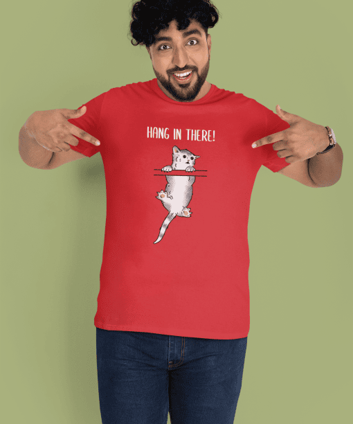 hang in there! half sleeve unisex cotton t shirt