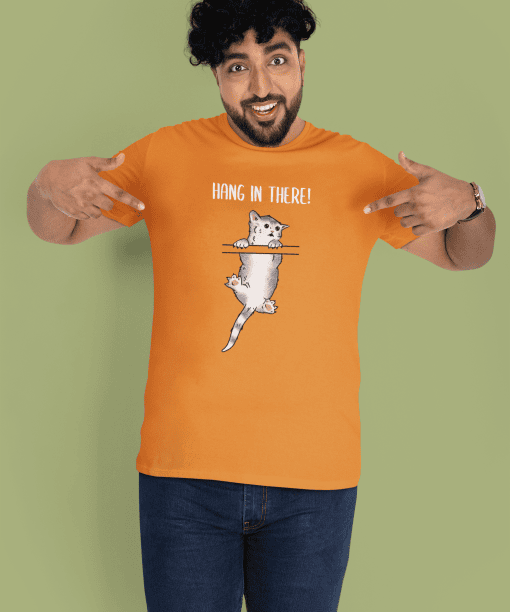 hang in there! half sleeve unisex cotton t shirt