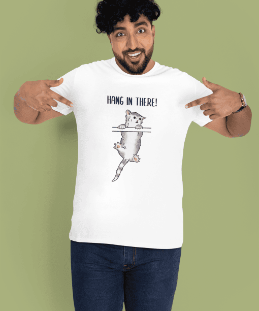 hang in there! half sleeve unisex cotton t shirt