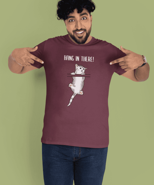 hang in there! half sleeve unisex cotton t shirt