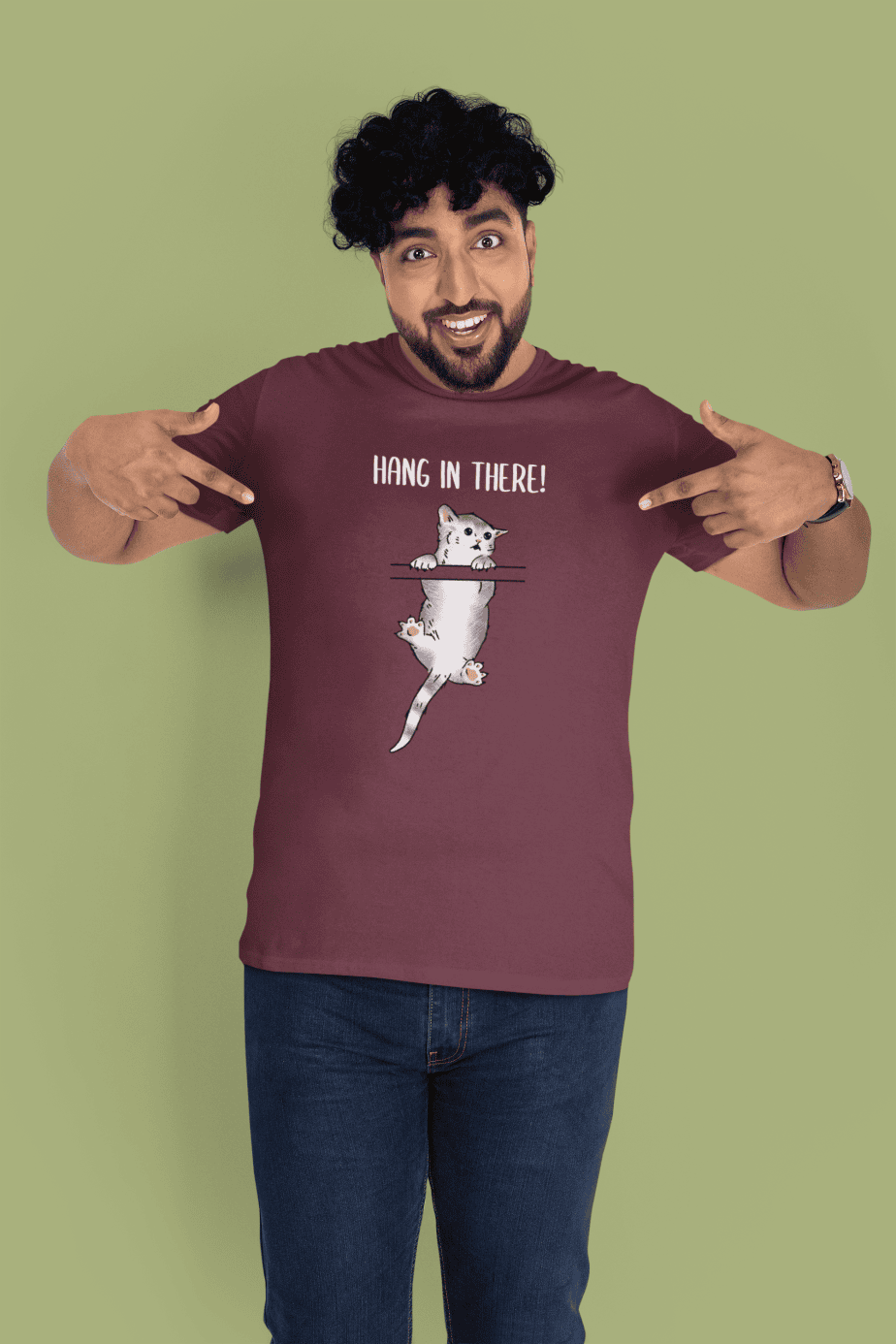 hang in there! half sleeve unisex cotton t shirt