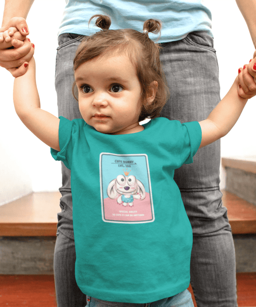 cute bunny round neck 100% cotton t shirt