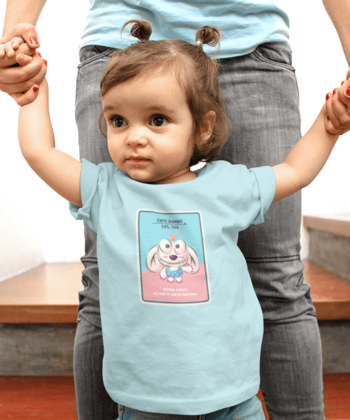 cute bunny round neck 100% cotton t shirt