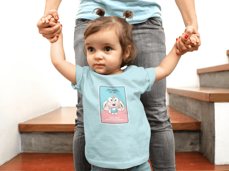 cute bunny round neck 100% cotton t shirt