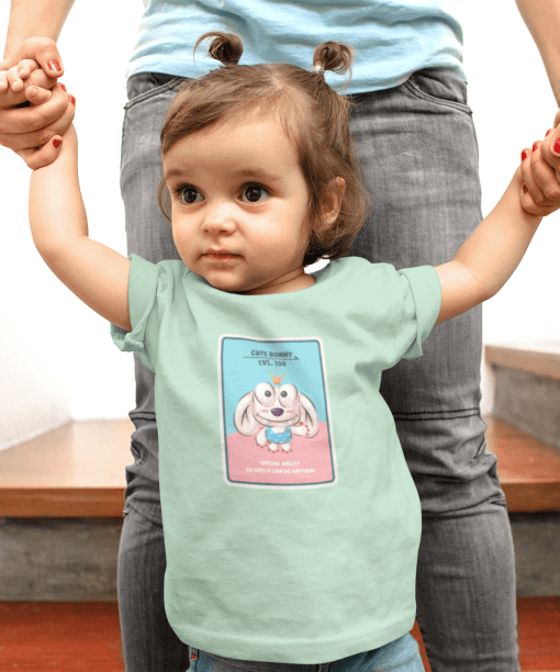 cute bunny round neck 100% cotton t shirt