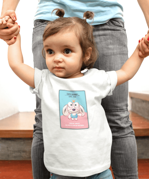 cute bunny round neck 100% cotton t shirt