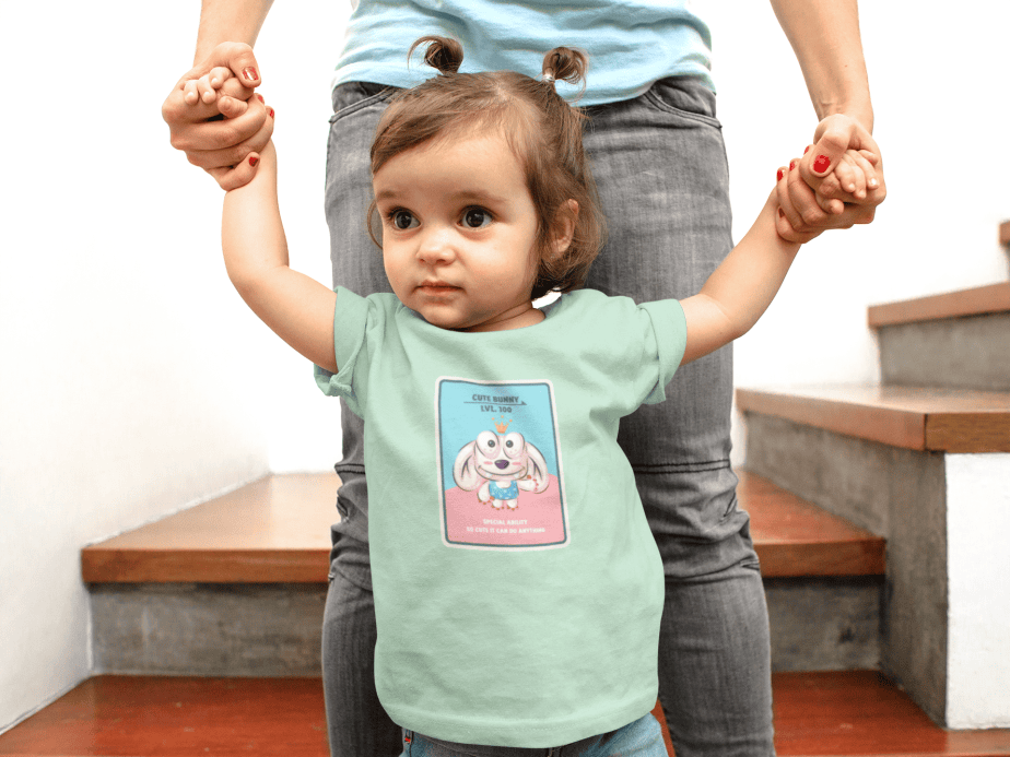cute bunny round neck 100% cotton t shirt