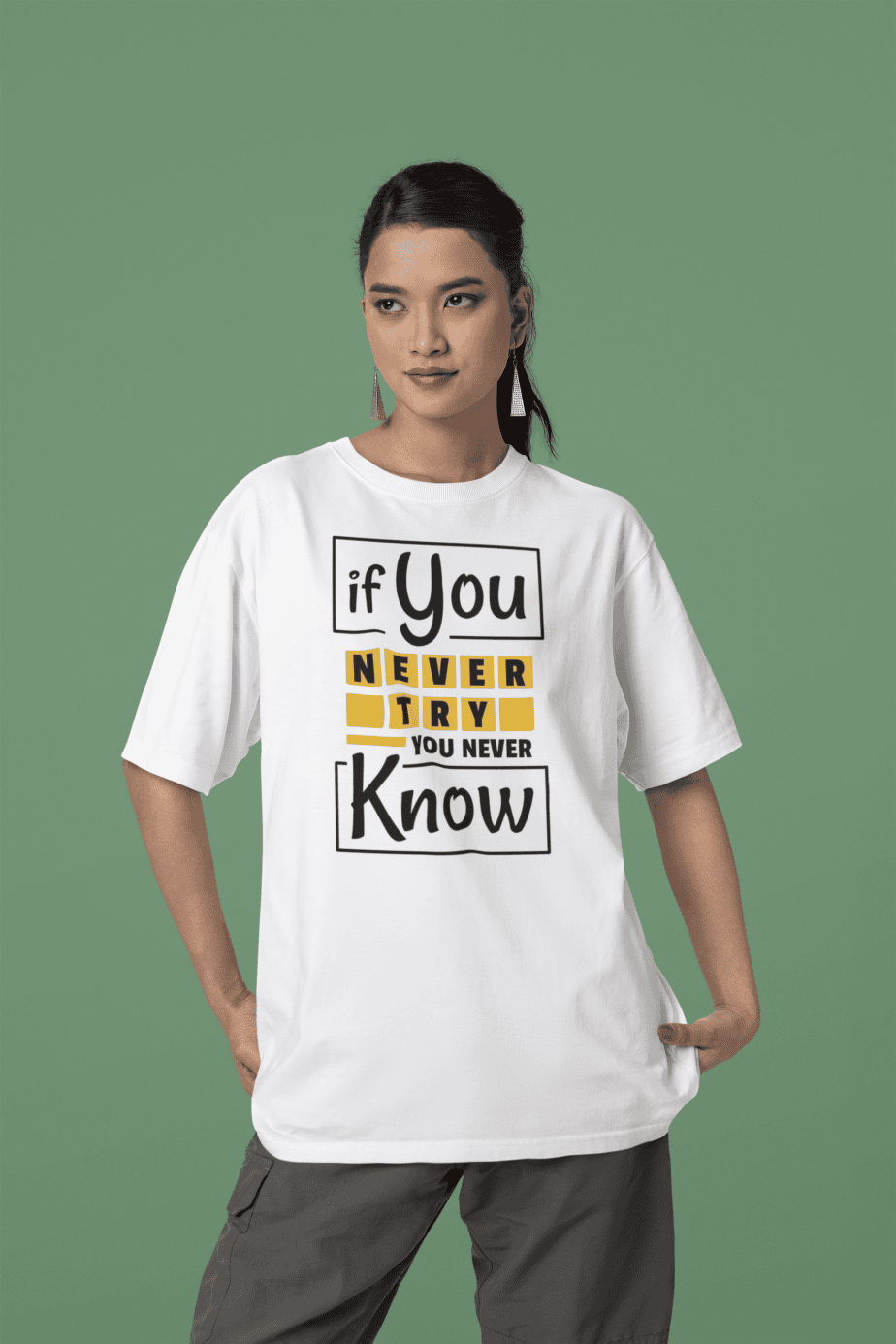 if you never try you will never know half sleeve unisex cotton t shirt