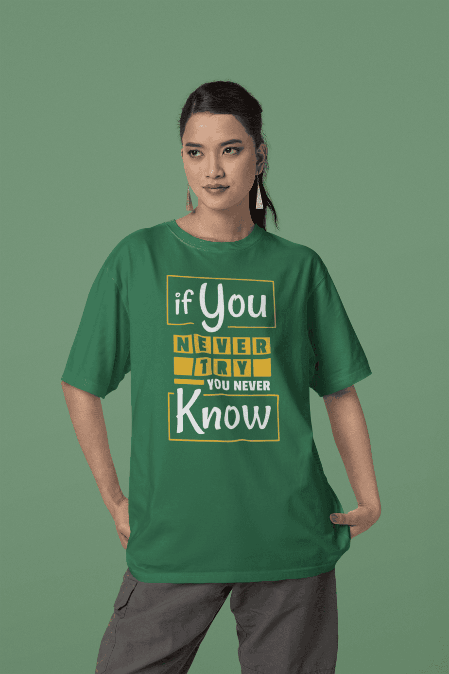if you never try you will never know half sleeve unisex cotton t shirt